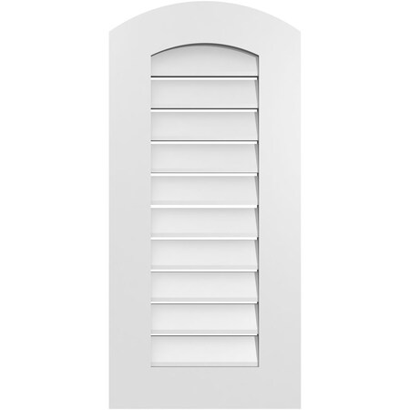 Ekena Millwork Arch Top Surface Mount PVC Gable Vent: Non-Functional, w/ 3-1/2"W x 1"P Standard Frame, 16"W x 32"H GVPAR16X3201SN